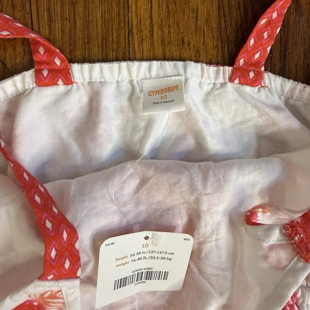 Girls Pineapple Gymboree Size 10 Summer Dress Pink White Orange